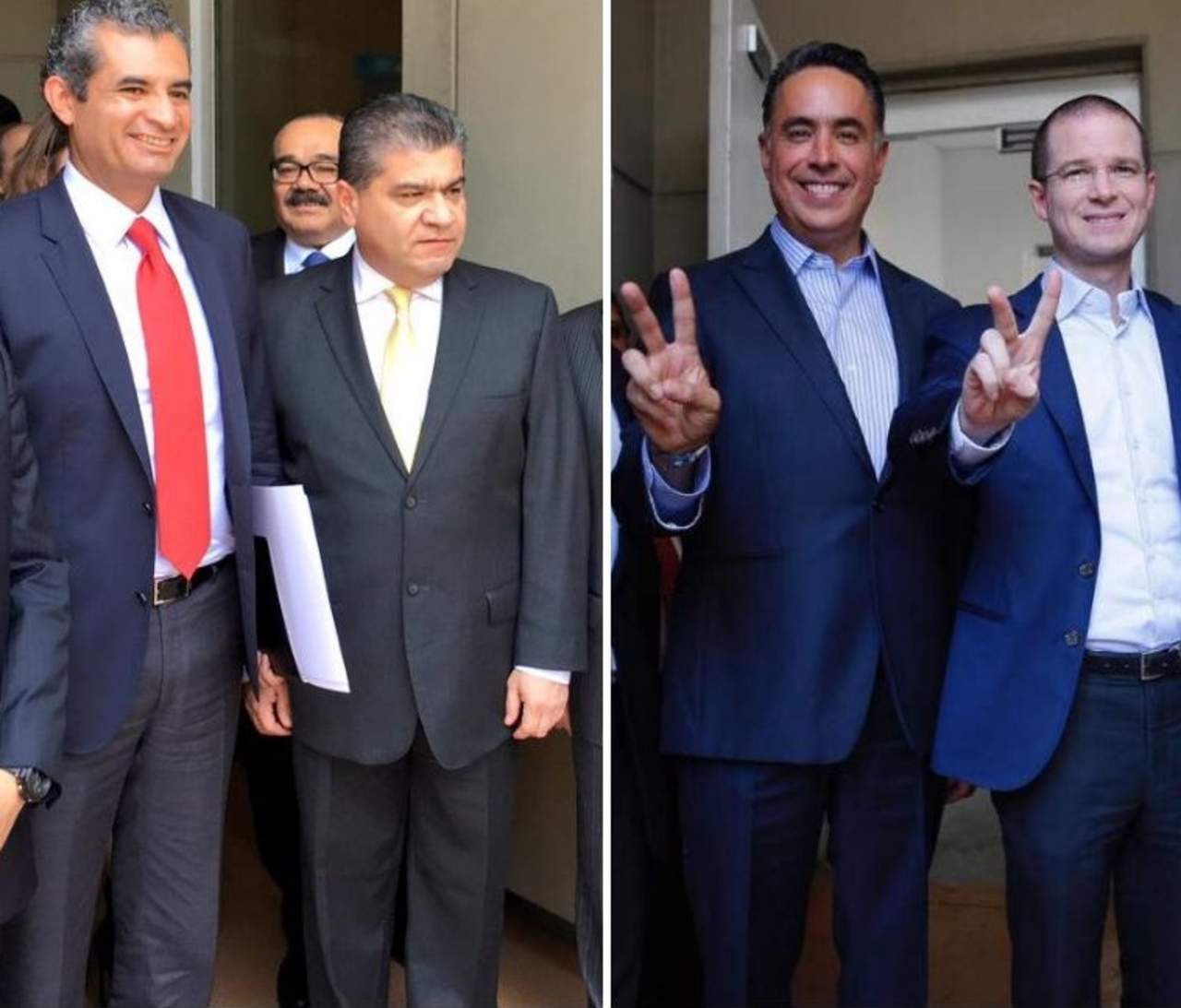 Excandidatos de Coahuila y líderes nacionales del PRI y PAN acudieron esta mañana al Tribunal Electoral Federal. (ESPECIAL)