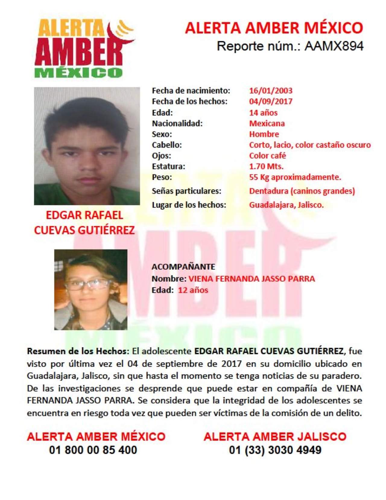 Dos jóvenes desaparecen en Guadalajara