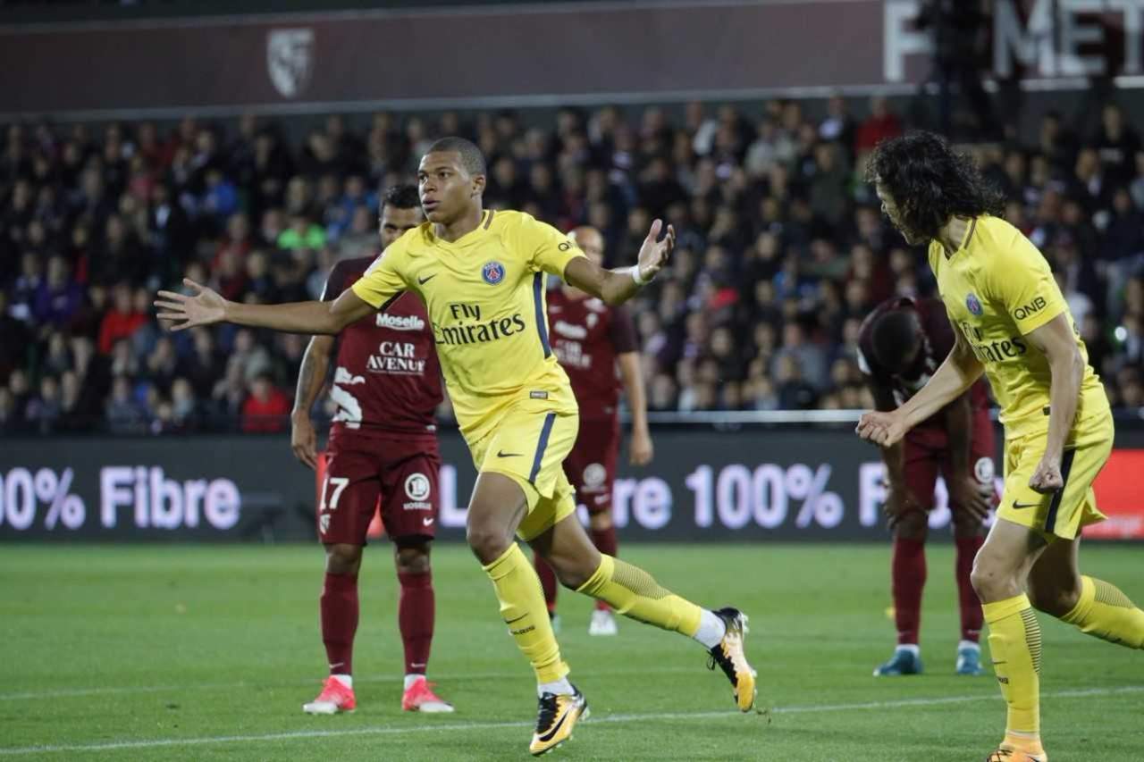 Kylian Mbappé anotó el segundo gol del PSG en la goliza 5-1 frente al Metz. (Cortesía PSG)