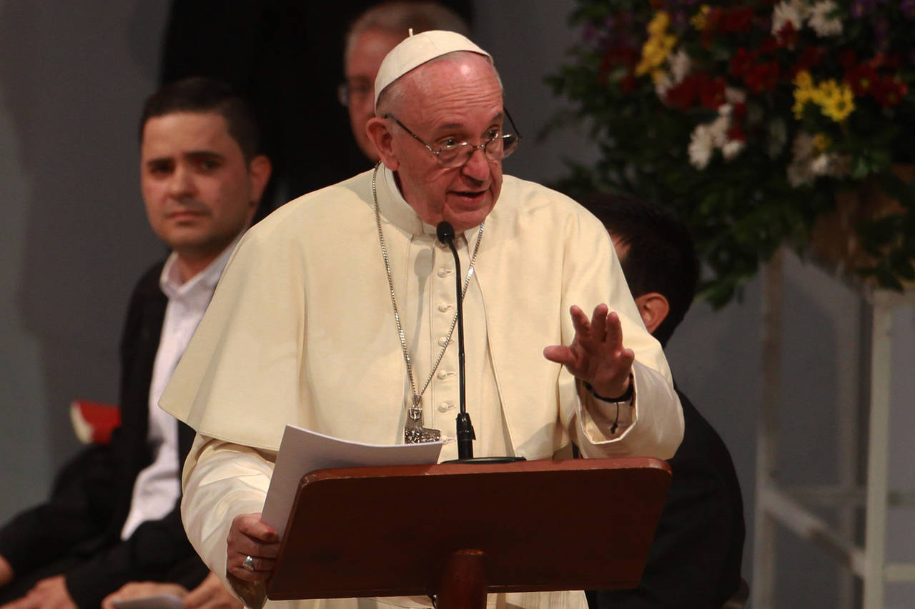 Alza la voz. El Papa Francisco habló fuerte durante un encuentro con religiosos en Medellín.