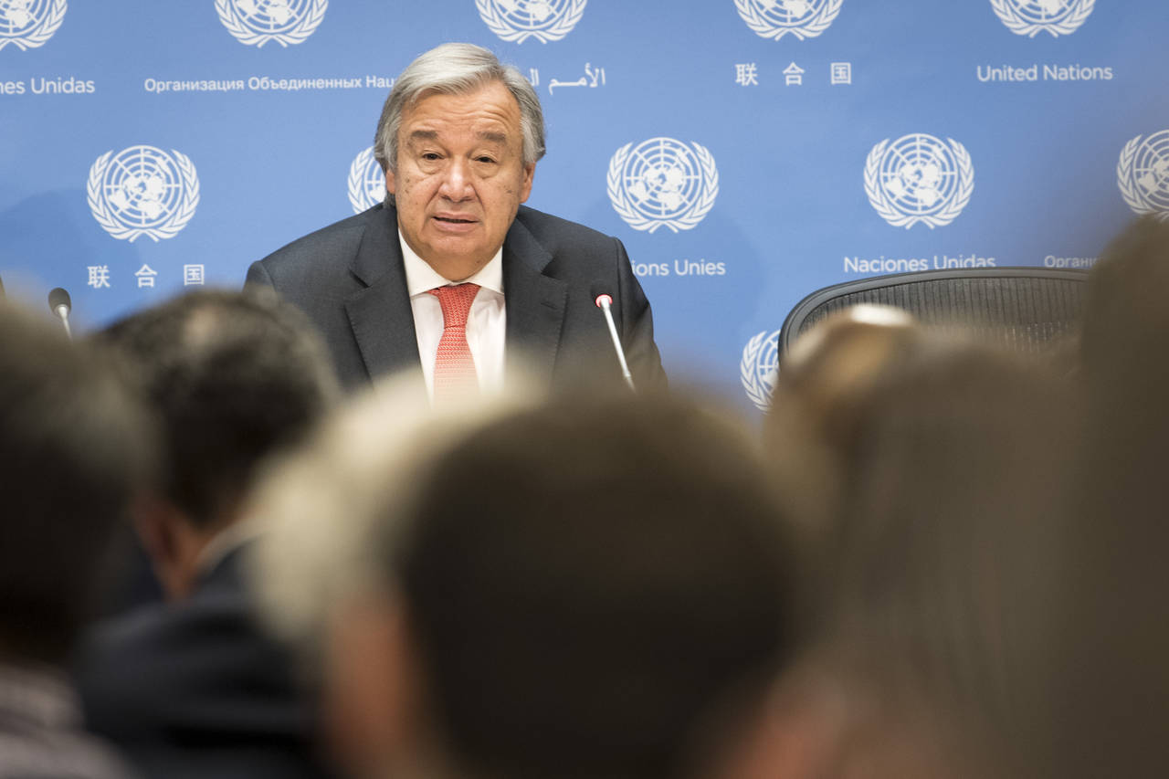 Opción. El secretario general de la ONU, António Guterres, habló durante una rueda de prensa celebrada ayer. (EFE)