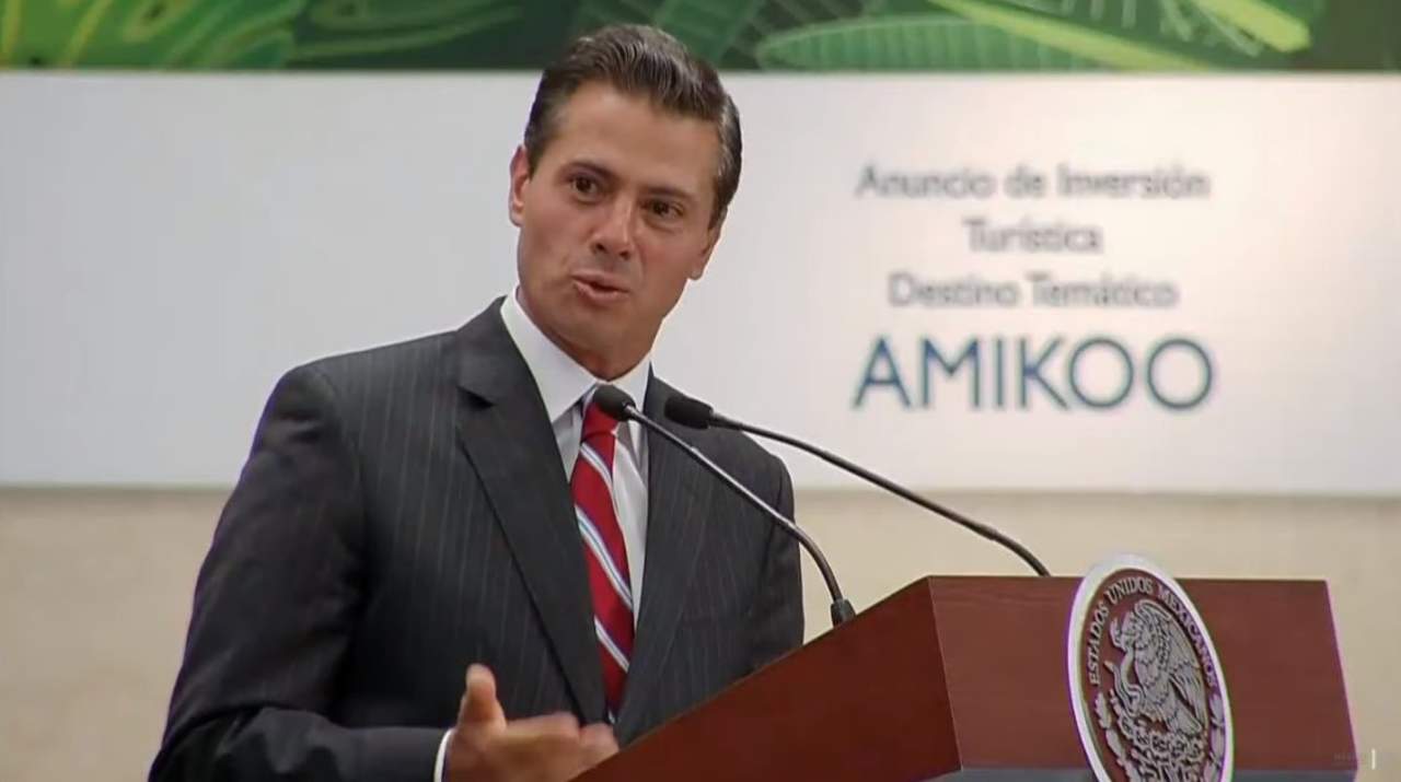 Peña Nieto confió en que el Parque Temático AMIKOO, que podrá recibir 4.3 millones de turistas al años, se convierta en el desarrollo turístico más importante del país y de América Latina. (ESPECIAL) 
