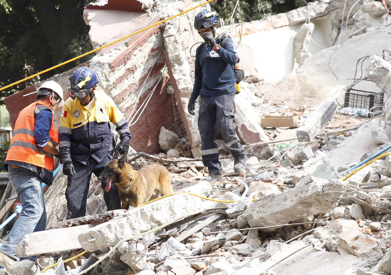 Entre escombros. Rescatistas trabajan entre los escombros de los edificios en Ciudad de México. (AGENCIAS)