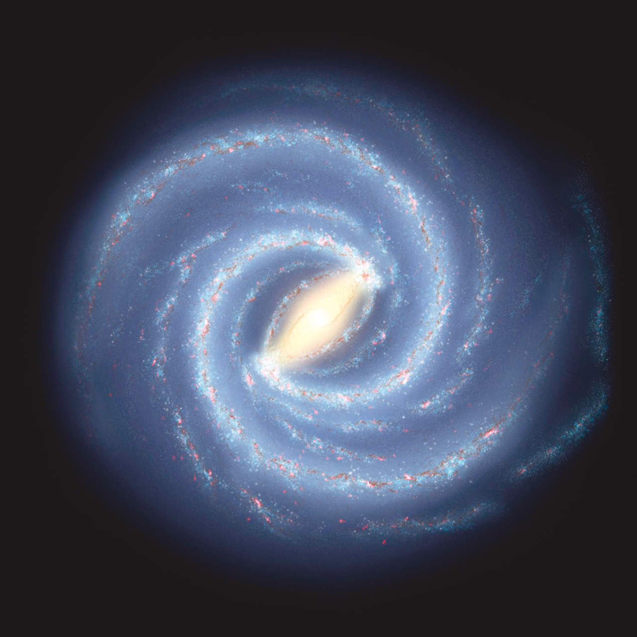 Concepto artístico que ilustra la nueva visión de la Vía Láctea. Foto: NASA 