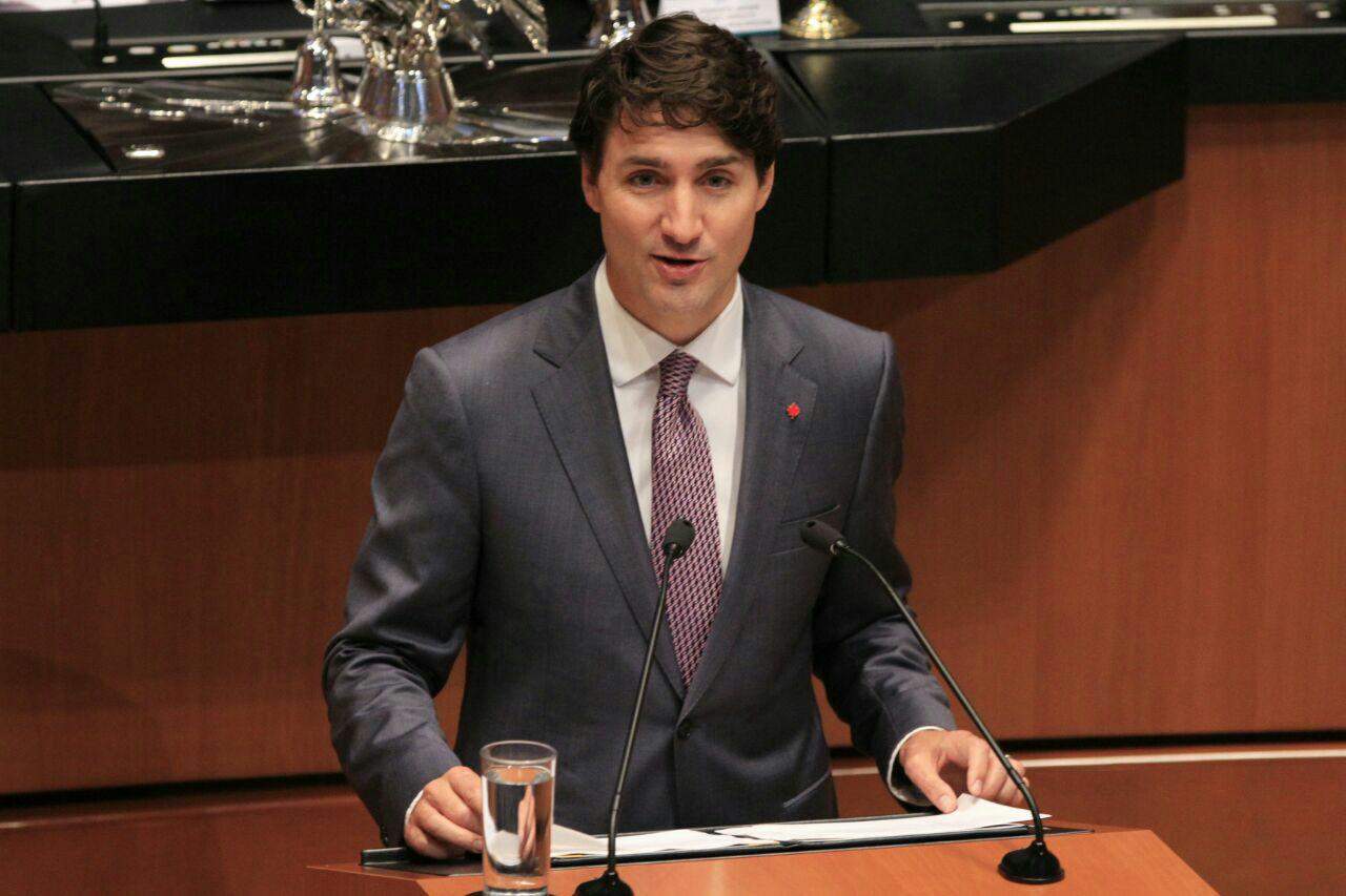 Para el Canciller, Luis Videgaray el discurso del Primer Ministro de Canadá, Justin Trudeau, en el Senado de la República fue un gran momento. (TWITTER)