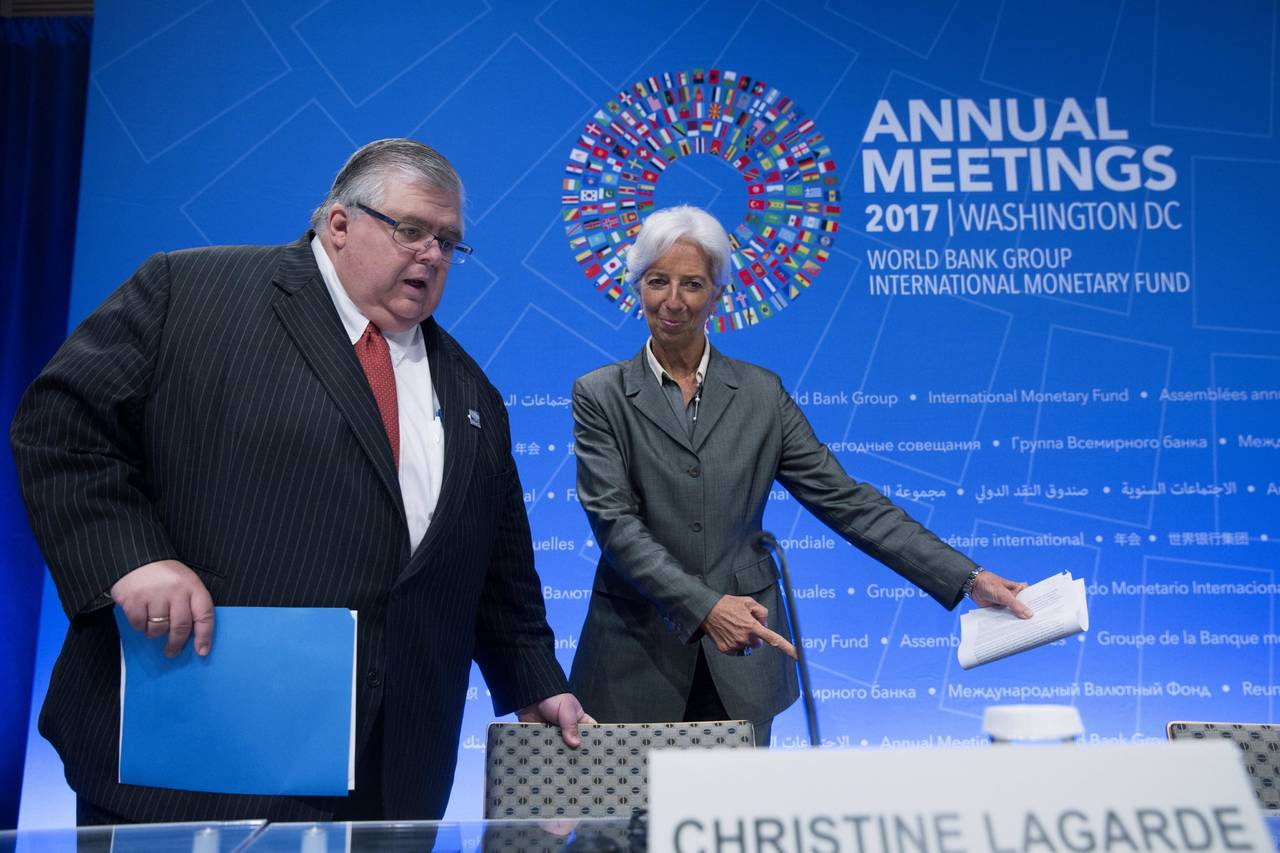 Discurso. Agustín Carstens pronuncia un discurso de despedida en el FMI que preside Christine Lagarde. 