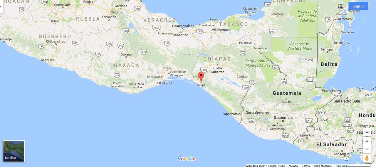 A las 11:12 horas de este martes ocurrió un sismo de magnitud 4.9, con epicentro a 129 kilómetros al suroeste de Tonalá, Chiapas, informó el Servicio Sismológico Nacional. (ESPECIAL) 