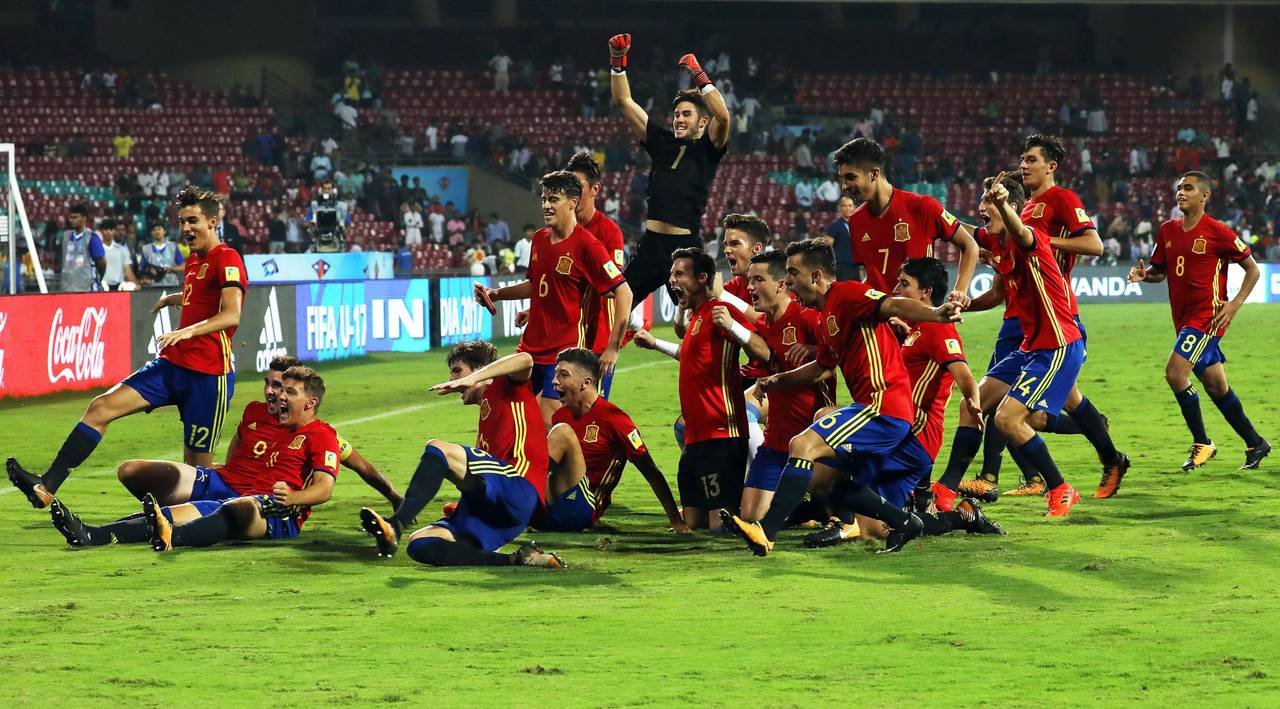 La selección española venció 3-1 a Mali y llegó a su cuarta final de un Mundial Sub-17, la 'Furia' nunca ha ganado el título en la categoría. (EFE)