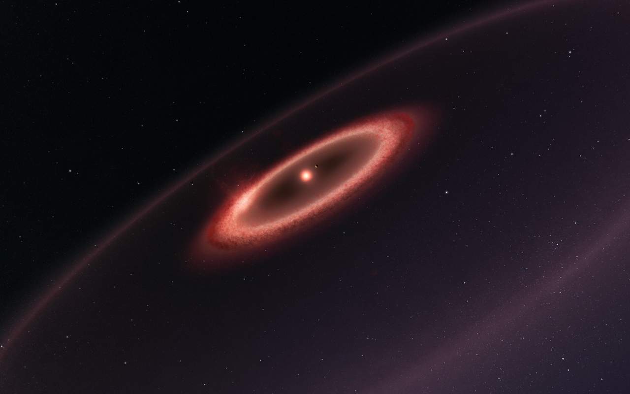 Un grupo de científicos ha aportado nuevos datos de este sistema y ha constatado que en él hay algo más: la emisión de nubes de frío polvo rodeando a la estrella. (EFE)