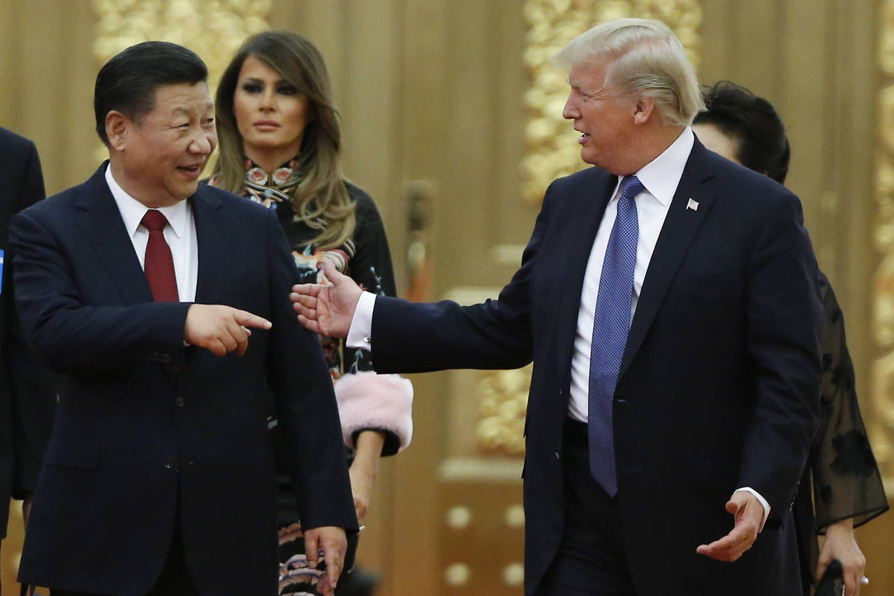 Relación. El presidente de China, Xi Jinping en una cena de gala ofrecida a Donald Trump. (AP)