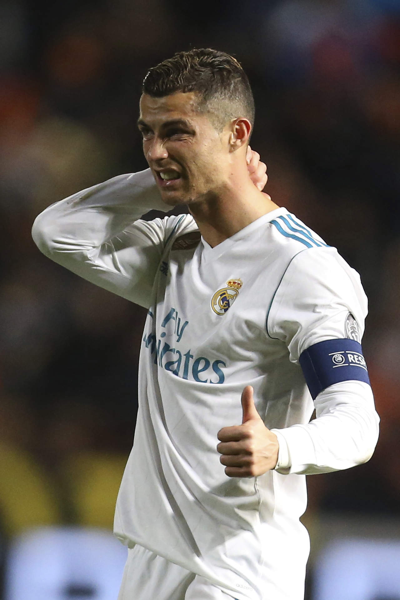 El jugador del Real Madrid Cristiano Ronaldo no quiso dar declaraciones tras el partido del martes.