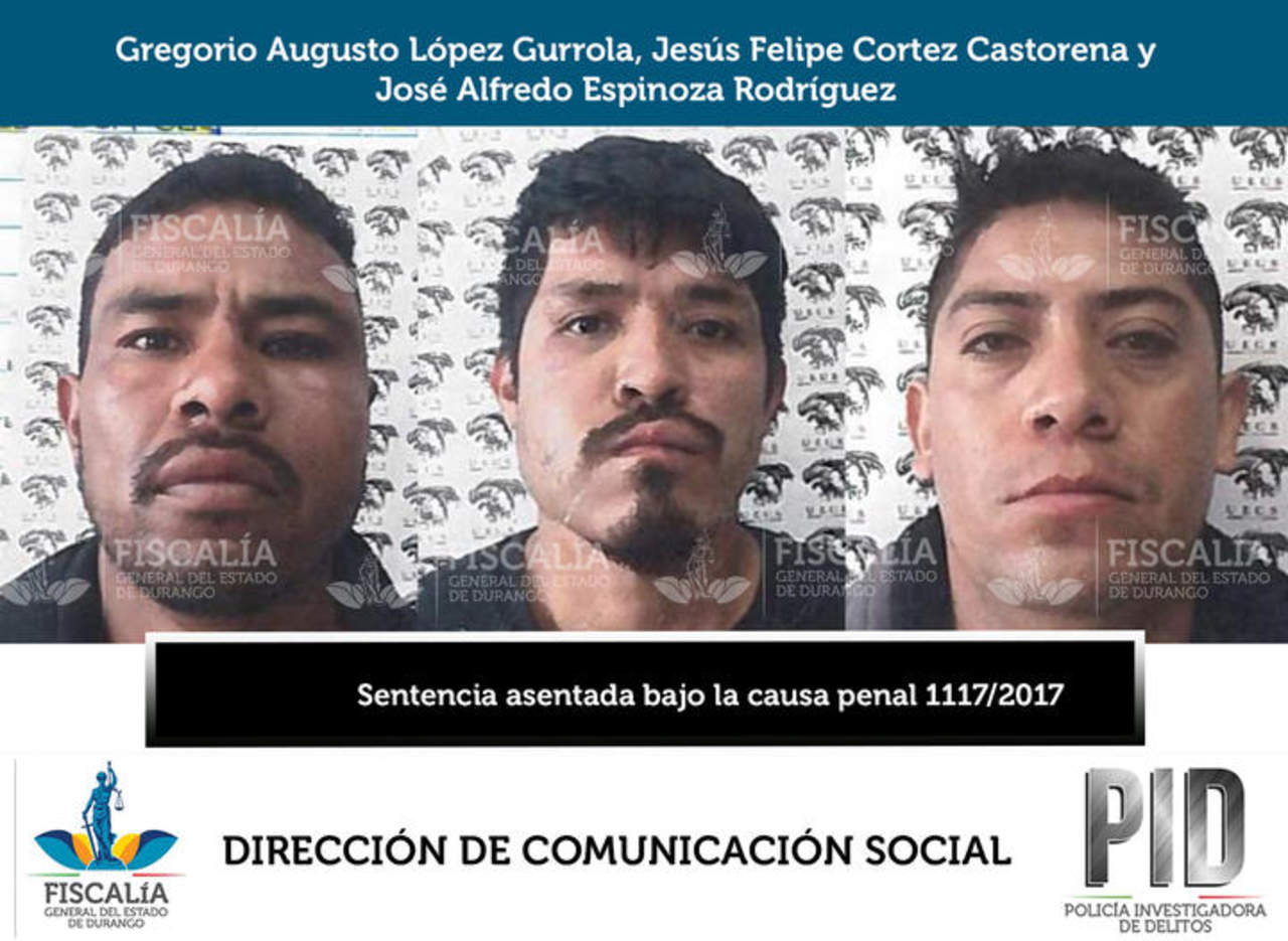 Gregorio, Jesús Felipe y José Alfredo, pasarán 33 años y cuatro meses en prisión. (ESPECIAL)

