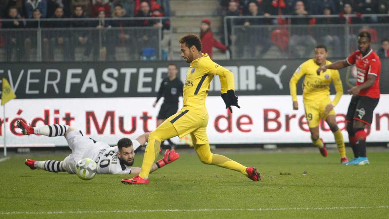 Neymar marcó dos de los cuatro goles en el triunfo del PSG 4-2 sobre Rennes. (Cortesía PSG)