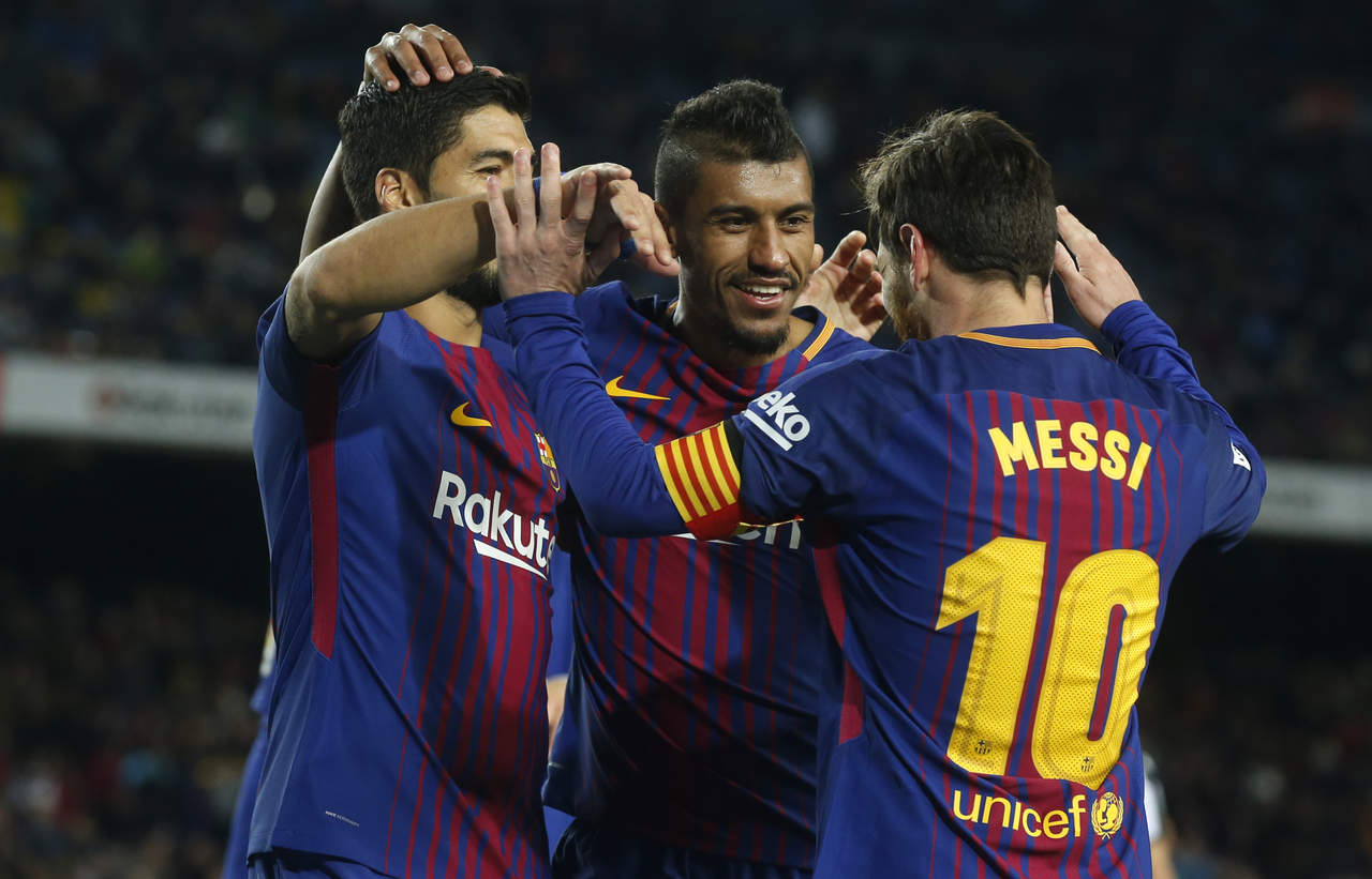 Con goles de Messi, Suárez y Paulinho, el Barcelona mantiene su ventaja de 9 puntos sobre el segundo lugar, el Atlético de Madrid.