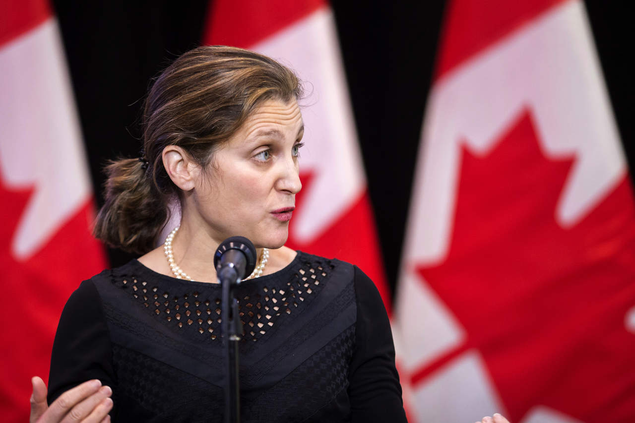 La ministra de Comercio Internacional de Canadá, Chrystia Freeland, reconoció hoy que Ottawa está preparada para la desaparición del TLCAN. (AP)