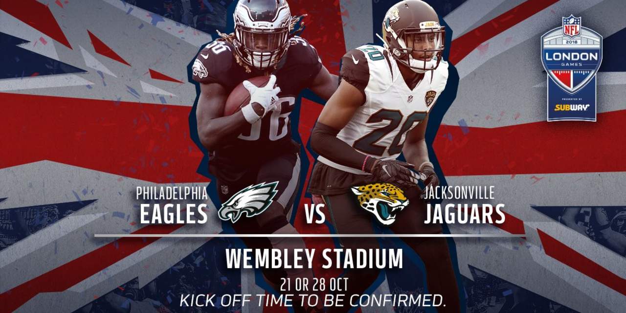 Eagles y Jaguars se podrían enfrentar en Londres el 21 o el 28 de octubre. (TWITTER)