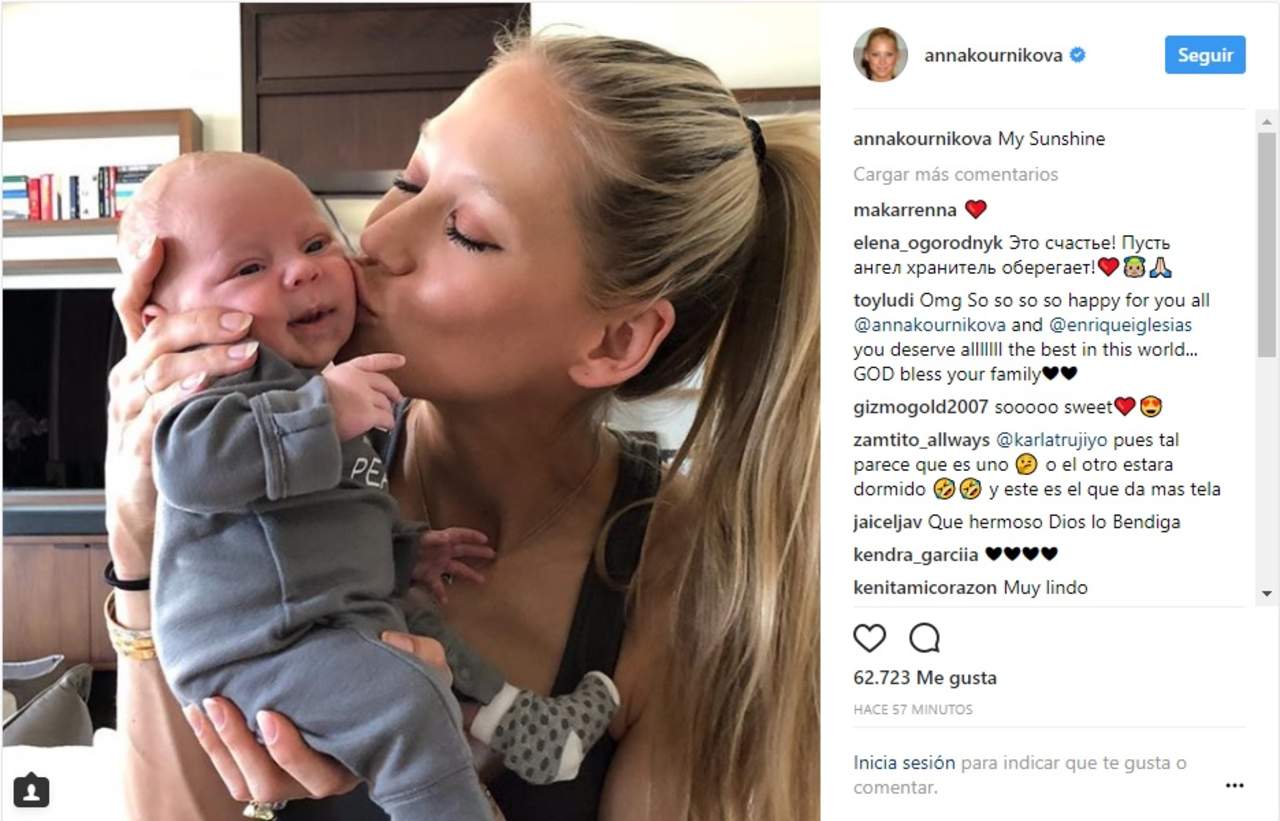 Anna Kournikova quien ha presentado al otro bebé en sus redes sociales. (INSTAGRAM) 