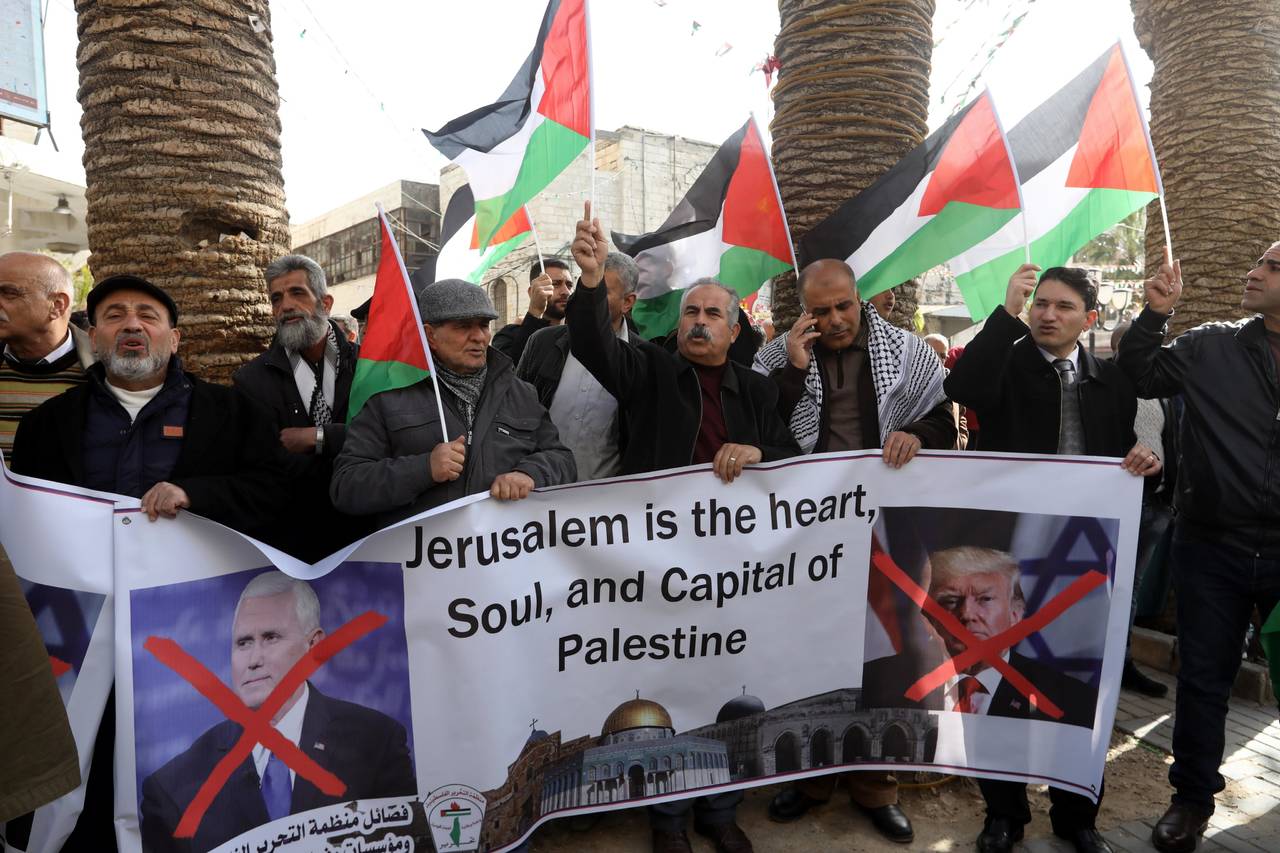 Paro. Los palestinos realizaron un paro general por la visita de Mike Pence a Israel. (EFE)
