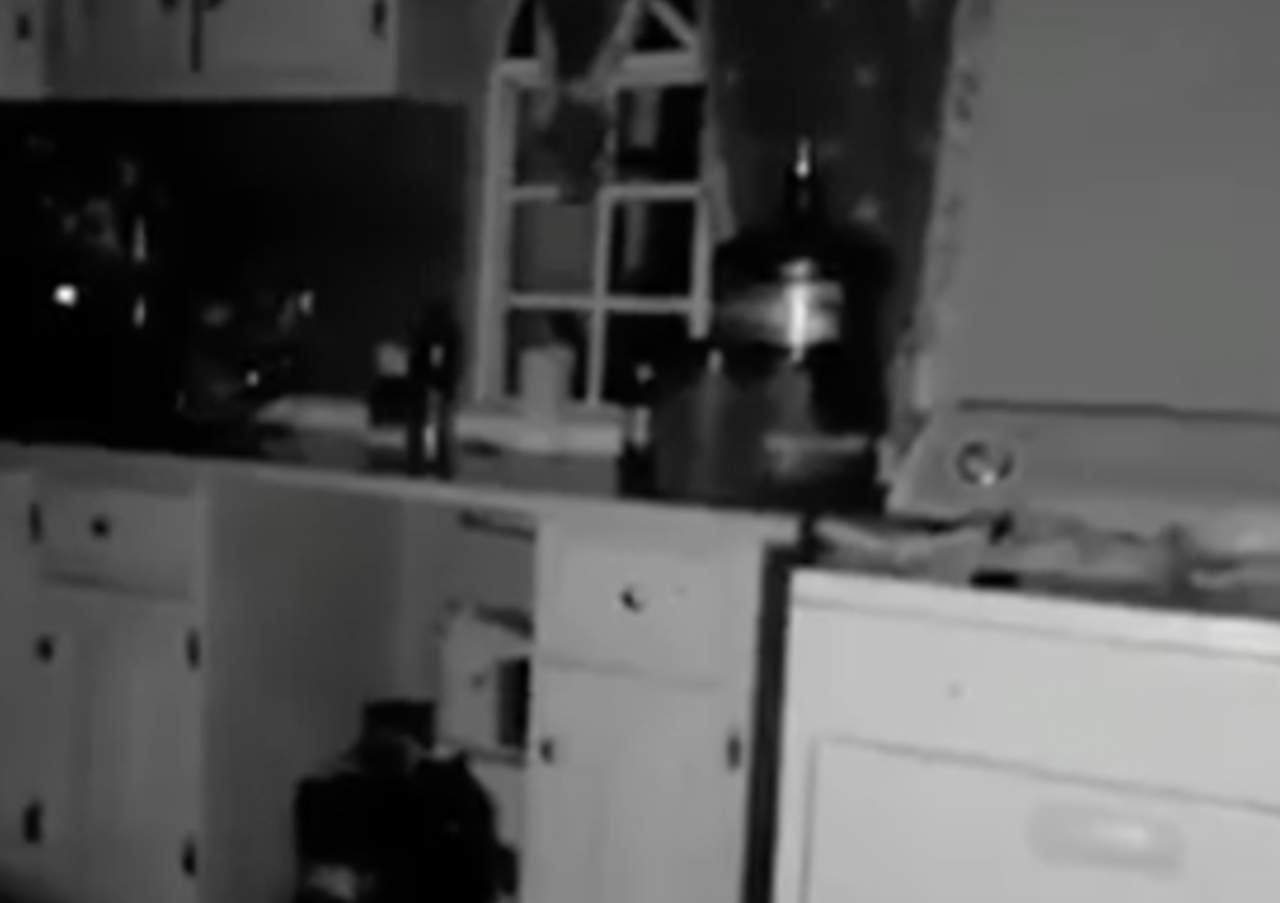 Dejó su cámara filmando en la cocina y captó algo escalofriante