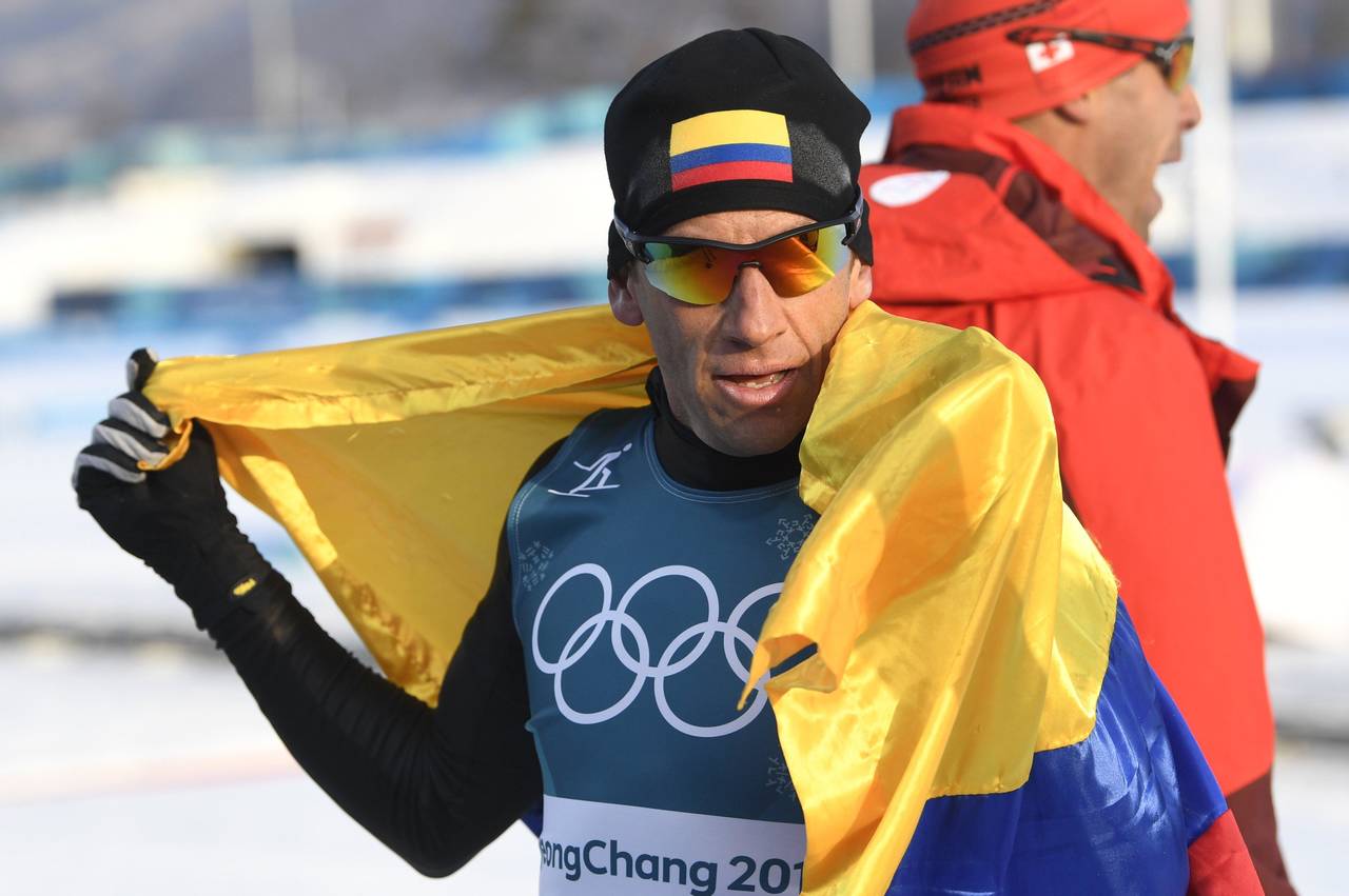 El colombiano Sebastián Uprimny fue de los últimos lugares de su prueba, pero quería ser parte de la fiesta olímpica. (Fotografía de EFE)