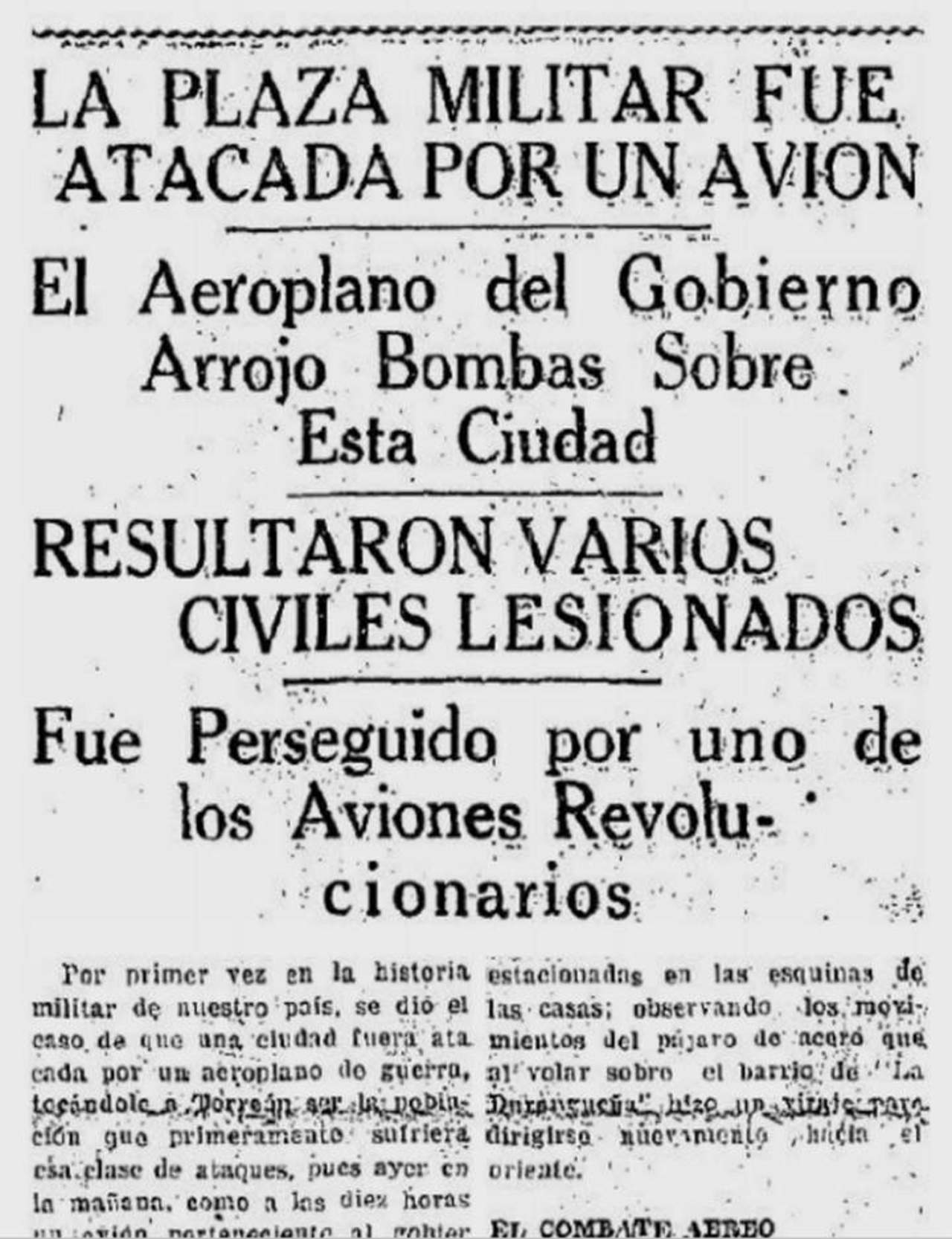 Se cumplen 89 años del ataque aéreo a Torreón