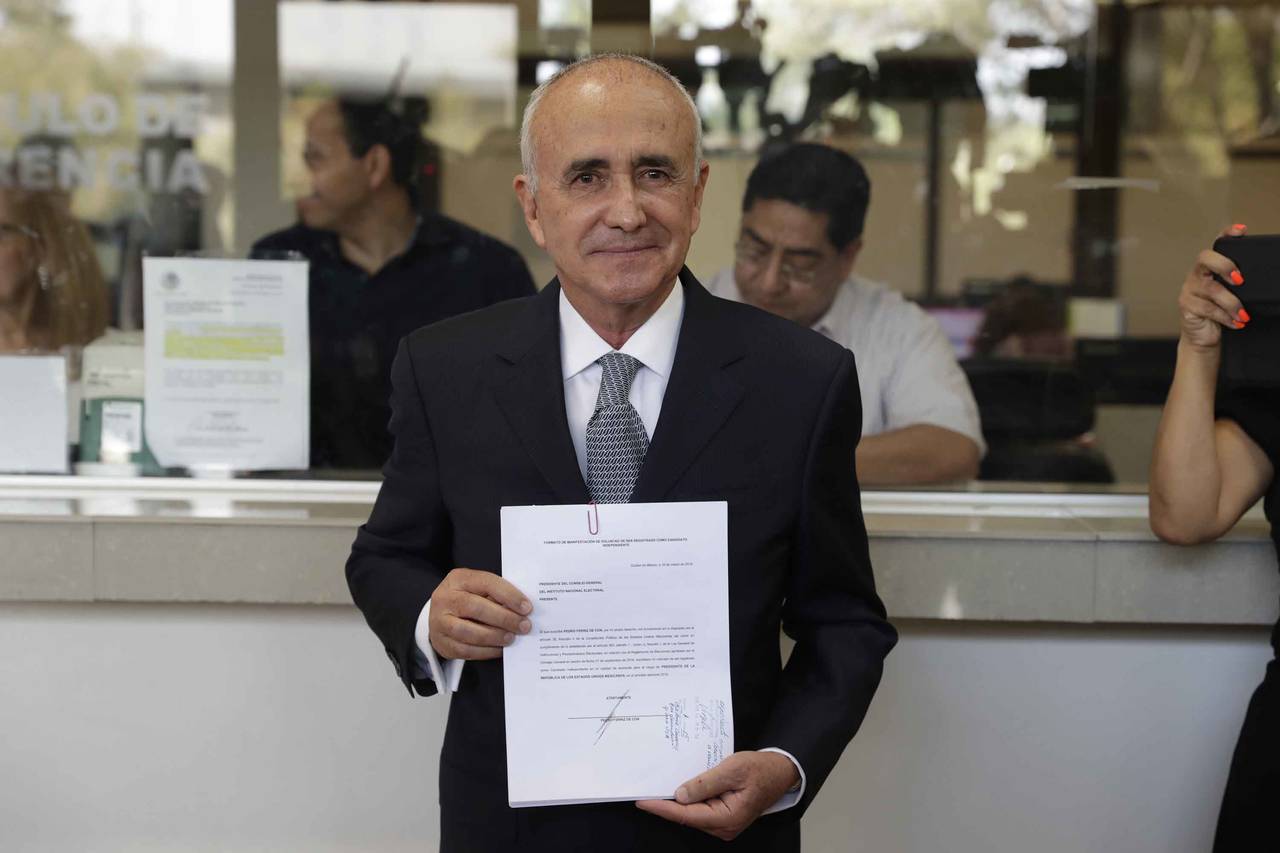 Proceso. El pasado 16 de marzo 2018, Pedro Ferriz de Con, acudió al Instituto Nacional Electoral para registrarse como candidato independiente a la Presidencia de la República.