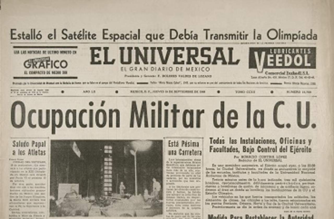En mil 305 documentos en formato PDF, el Archivo Histórico de la Universidad Nacional Autónoma de México (UNAM) recupera y abre al público la cobertura periodística que dieron al movimiento estudiantil de 1968 y a los hechos ocurridos el 2 de octubre en Tlatelolco. (ESPECIAL)