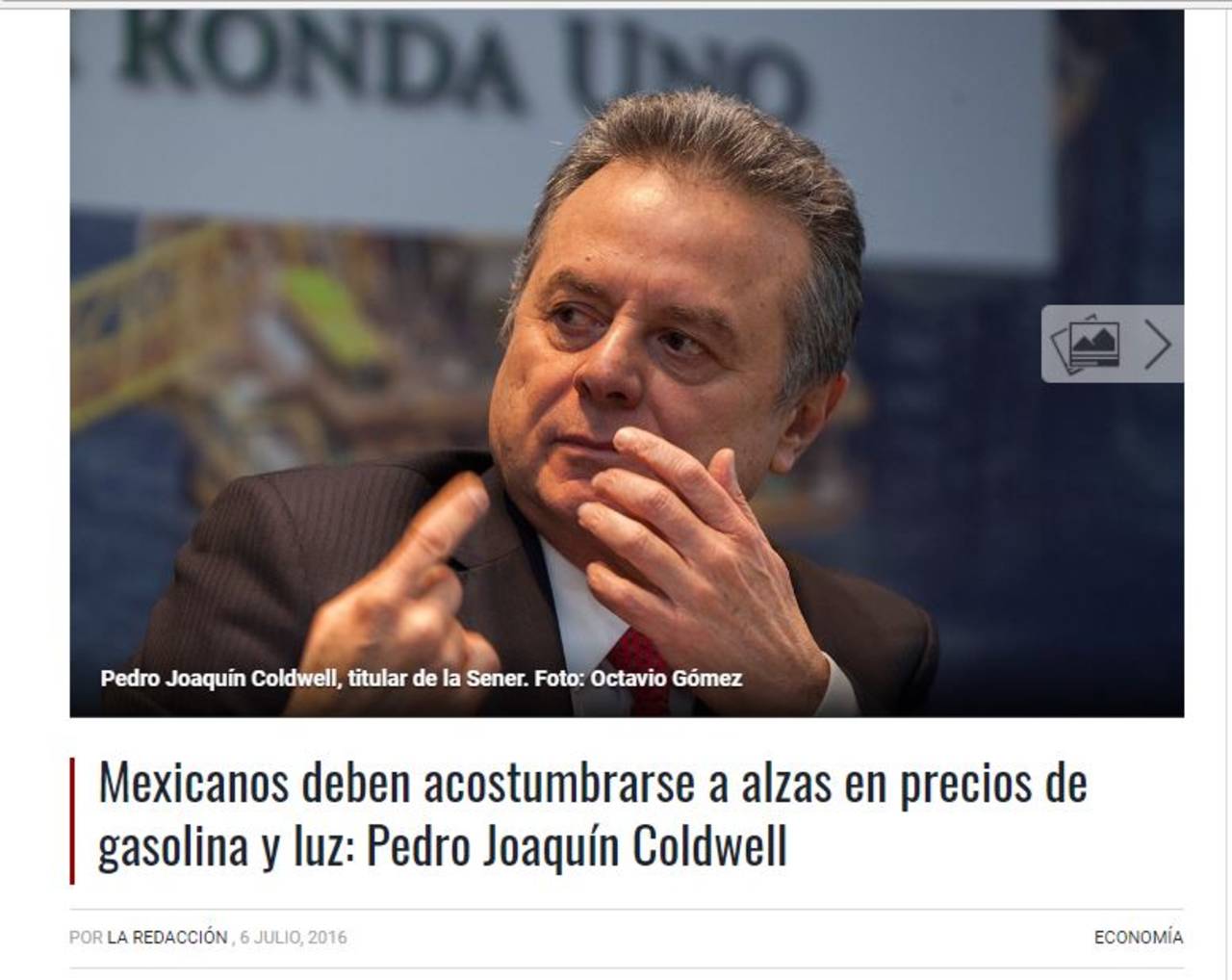Su autor. Pedro Joaquín Coldwell fue quien dio dicha declaración en julio de 2016. (VERIFICADO 2018)