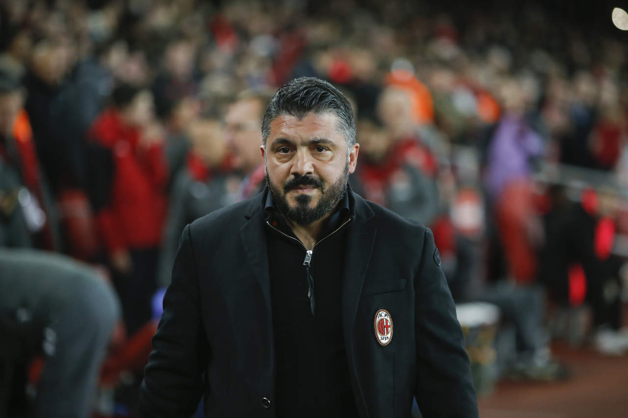 El técnico del Milán Gennaro Gattuso previo al inicio de un partido de la Europa League contra Arsenal. (AP)