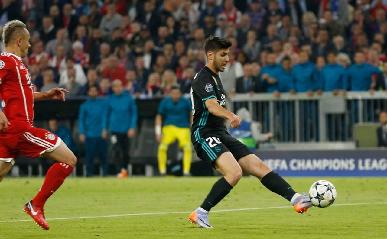 Marco Asensio define con la zurda tras recibir un pase de Lucas Vázquez para marcar el segundo tanto de los ‘merengues’. (Cortesía Real Madrid)