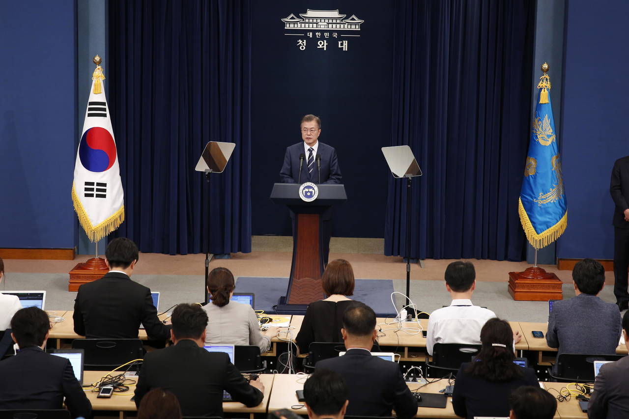 Resultados. Moon Jae-in habló en Seúl sobre su sorpresiva reunión con Kim Jong-un en Norcorea.