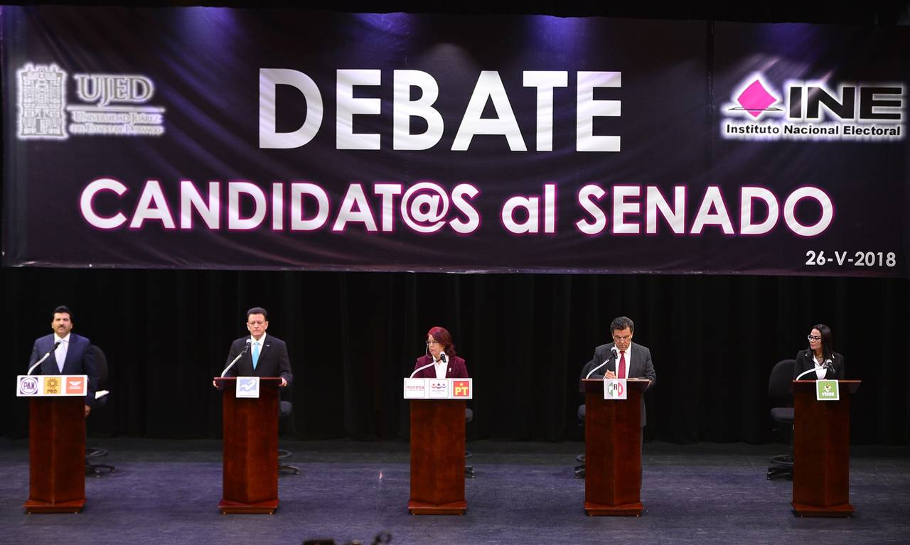 Ejercicio.  Ayer sábado 26 de mayo se llevó a cabo el primer debate de candidatos al Senado de la República organizado por la Junta Local del INE.