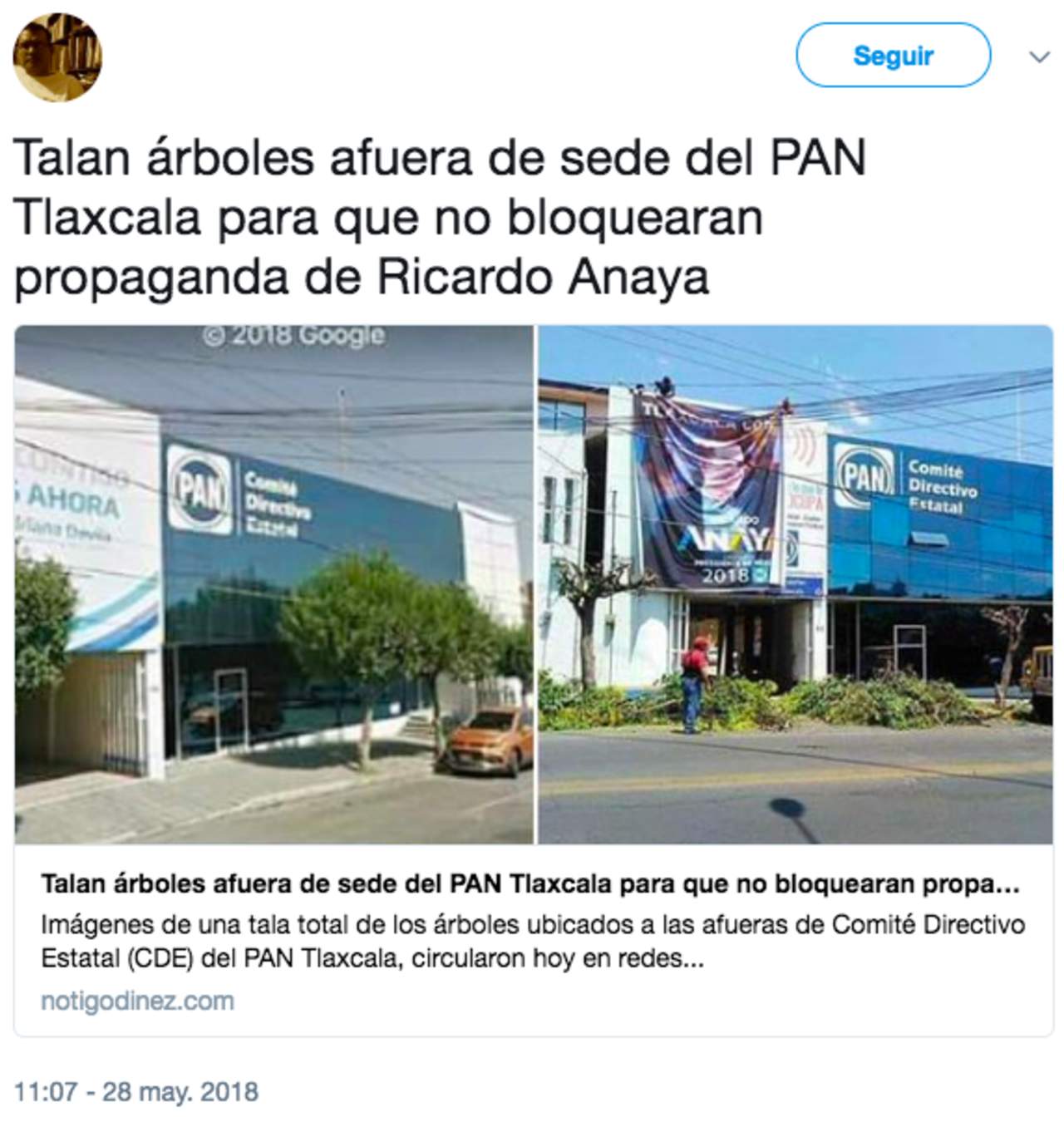 PAN desmiente que ellos talaron los arboles en Tlaxcala y culpa al municipio priista. (VERIFICADO 2018) 