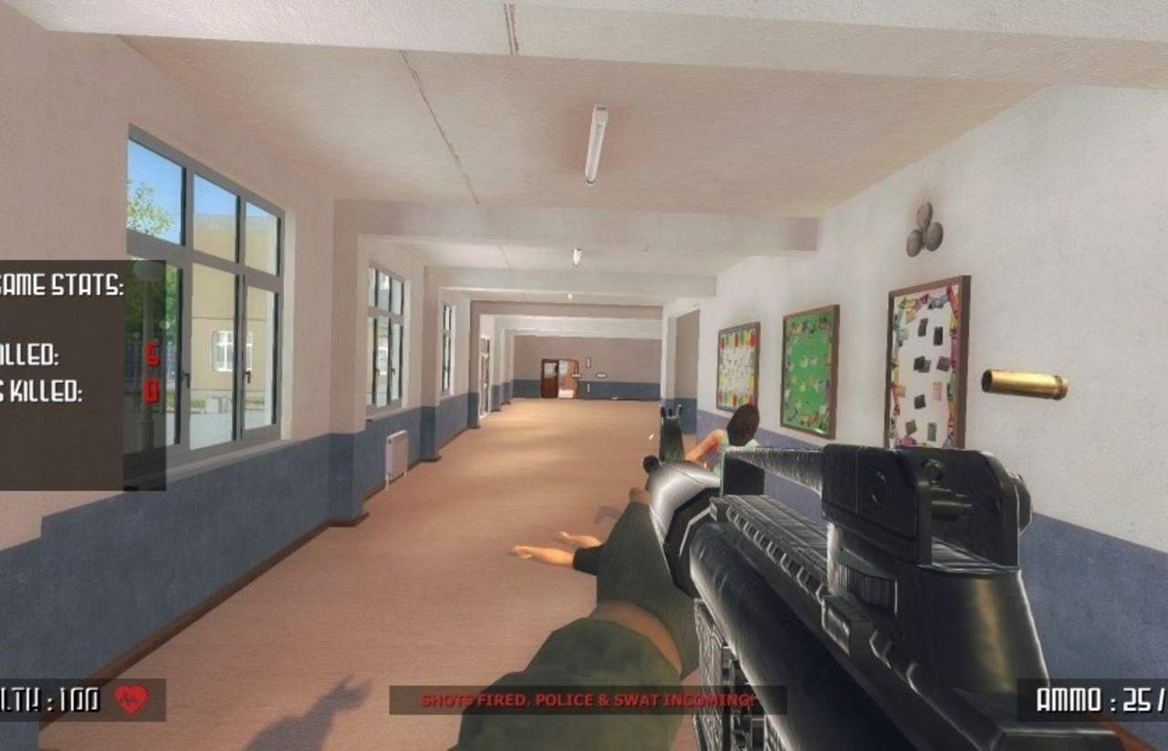 El juego 'Active Shooter' tiene previsto su lanzamiento el próximo 6 de junio como 'simulador SWAT' y permite a los jugadores elegir entre ser 'un tirador activo' que siembra el terror en un colegio o un agente de las fuerzas especiales SWAT, cuya misión es eliminar al atacante. (ESPECIAL)