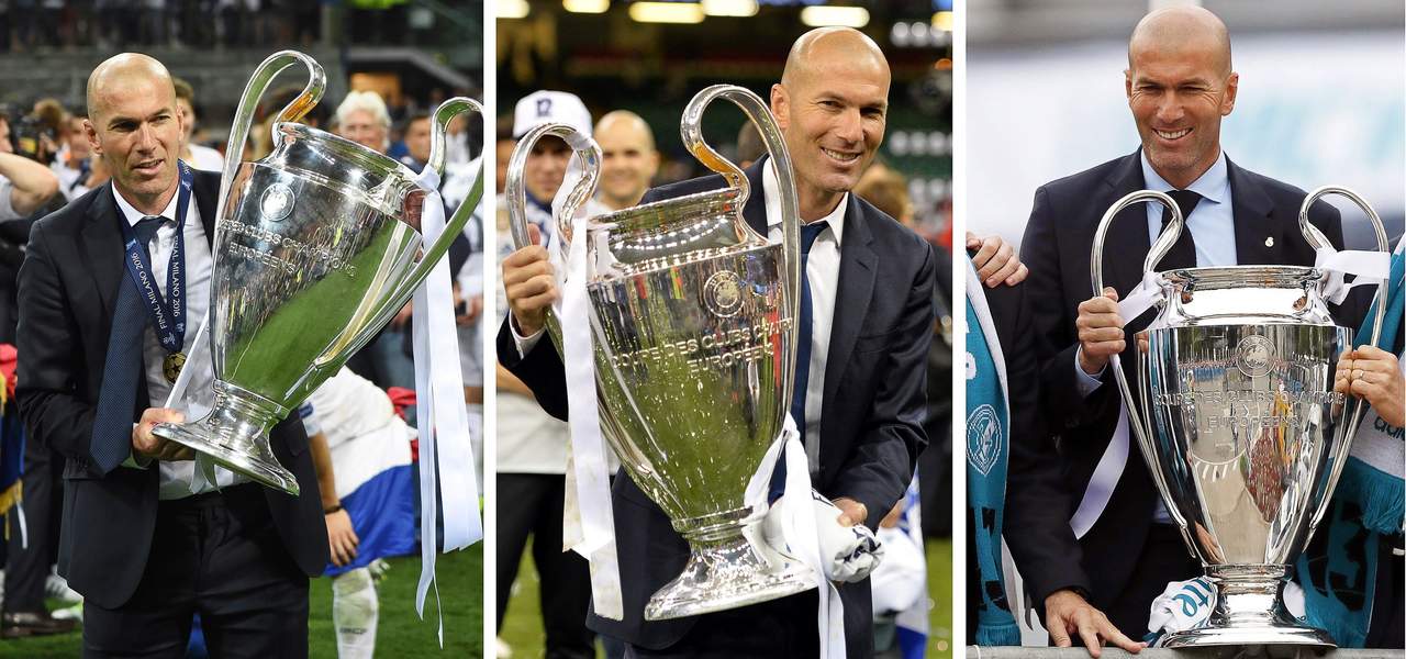 En tres años consecutivos, Zinedine Zidane obtuvo el trofeo de la Liga de Campeones de Europa con el Real Madrid. (Fotografías de EFE)