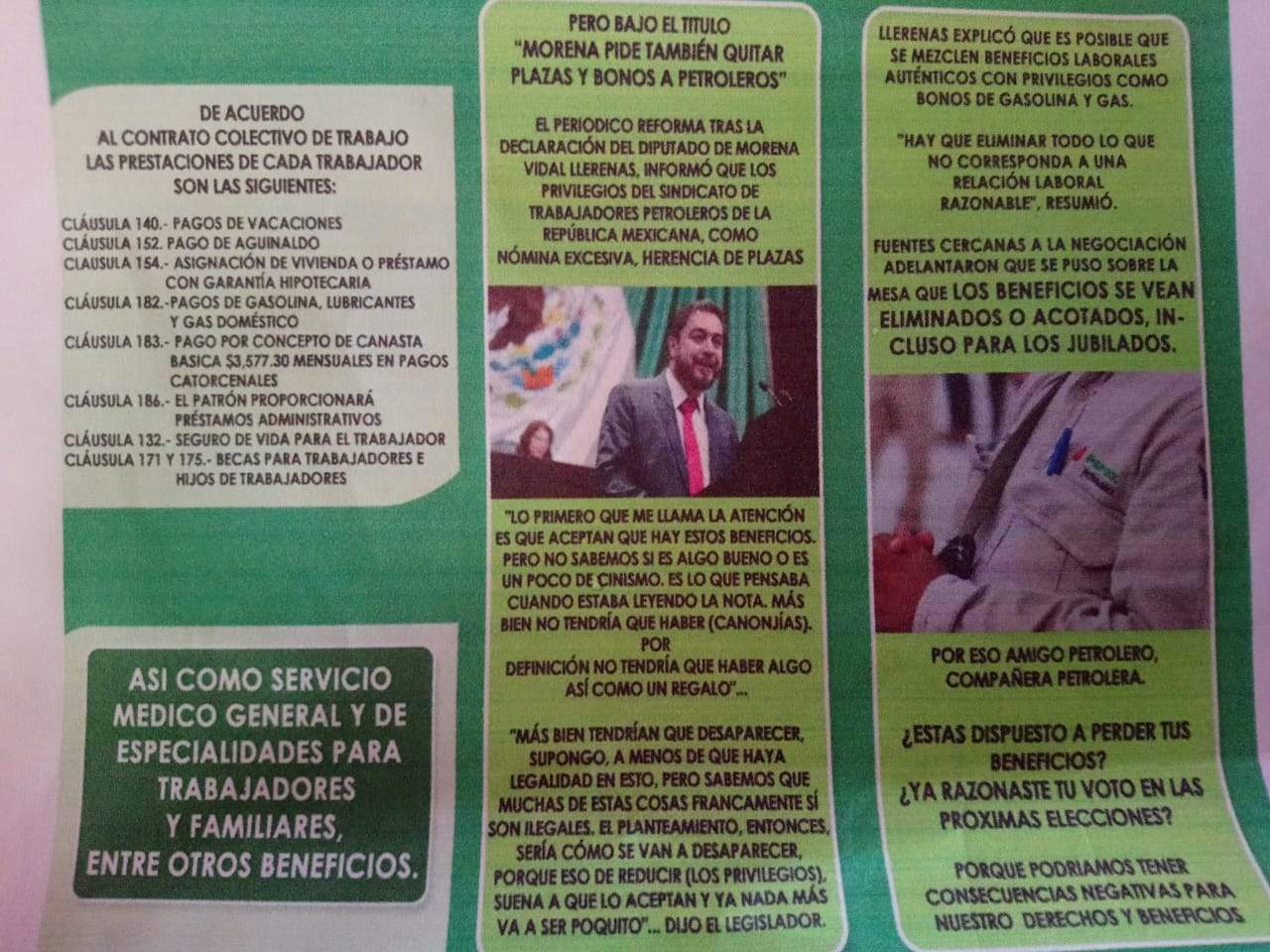 Es falso que carteles que promueven votar por Morena se distribuyan en la refinería de Tula