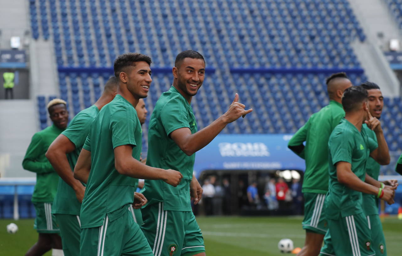 Jugadores de Marruecos durante su sesión de entrenamiento. Irán - Marruecos, parejos en todo