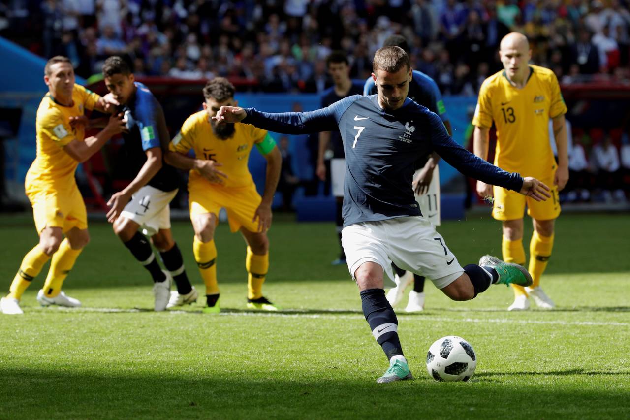 Antoine Griezmann anotó un penal en la victoria de Francia sobre Australia. Rusia 2018, el Mundial de los penales