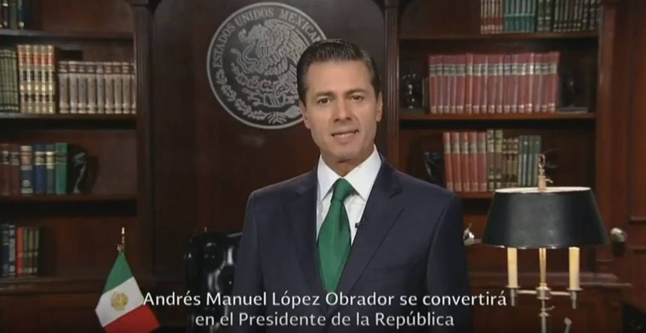 Acepta. Enrique Peña Nieto envió un mensaje con motivo de las elecciones de ayer y el triunfo de López Obrador. (YOUTUBE)