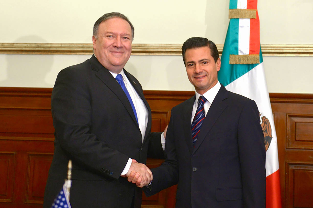Visita a México. El secretario de Estado de EU  Mike Pompeo y el presidente Enrique Peña Nieto. 