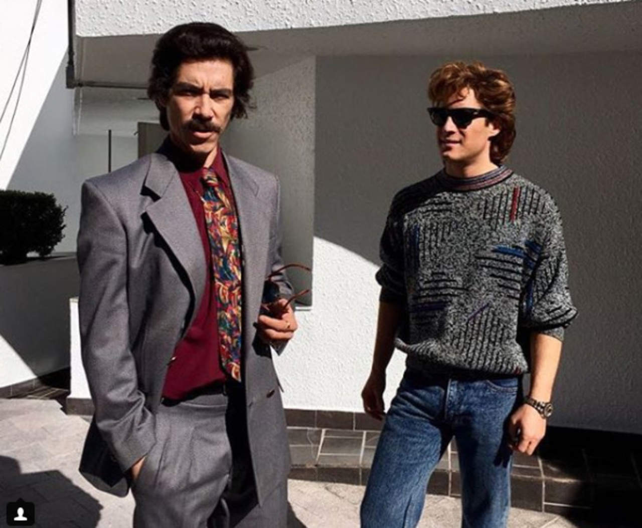 Boneta publicó una imagen junto al actor español, ambos en sus papeles de Rey y Luis Miguel. (INSTAGRAM)