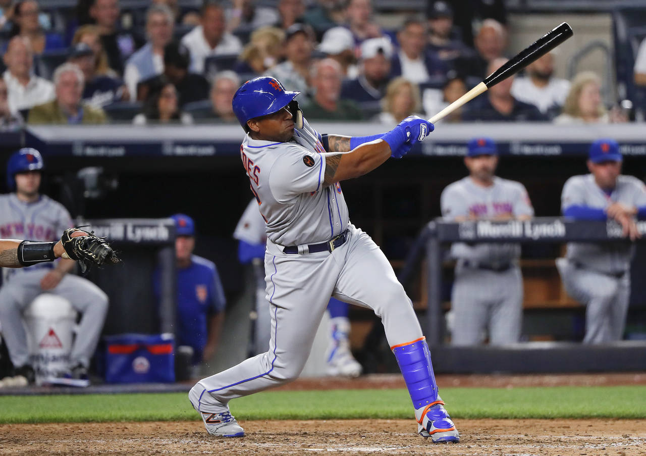 El jugador de los Mets de Nueva York, Yoenis Céspedes. Céspedes pega jonrón en su regreso; Mets ganan. (ARCHIVO)