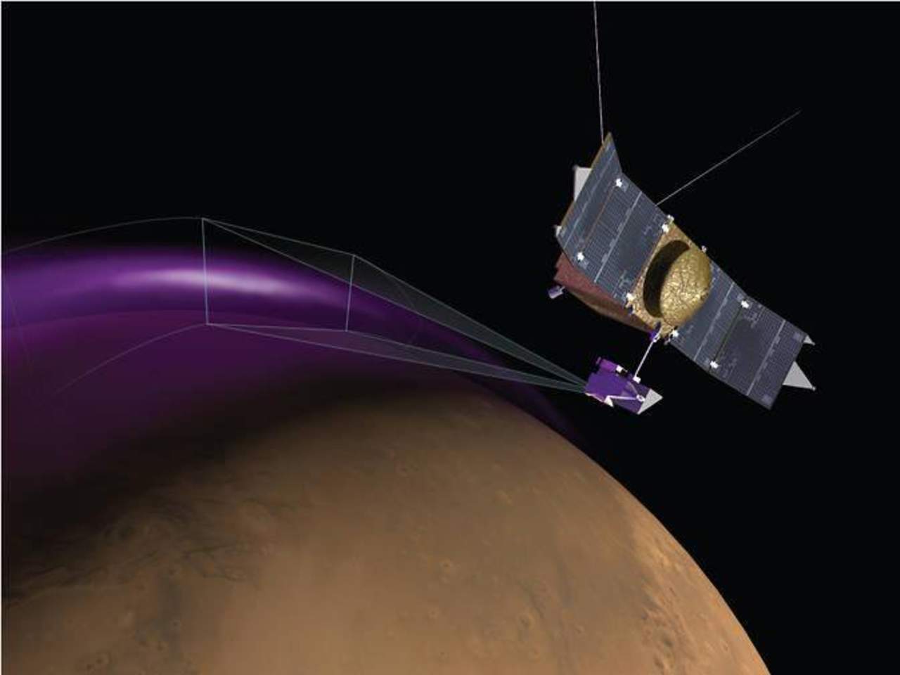 Los especialistas observaron que, en ocasiones, la luz ultravioleta proveniente del gas hidrógeno en la atmósfera superior de Marte brillaba de manera misteriosa por unas horas. (ARCHIVO)