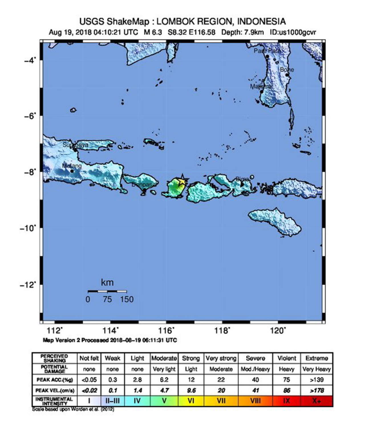 El Servicio Geológico de Estados Unidos, que registra la actividad sísmica en todo el mundo, localizó el hipocentro a 10 kilómetros de profundidad y a 58 kilómetros al noreste de Mataram, capital provincial. (EFE) 


