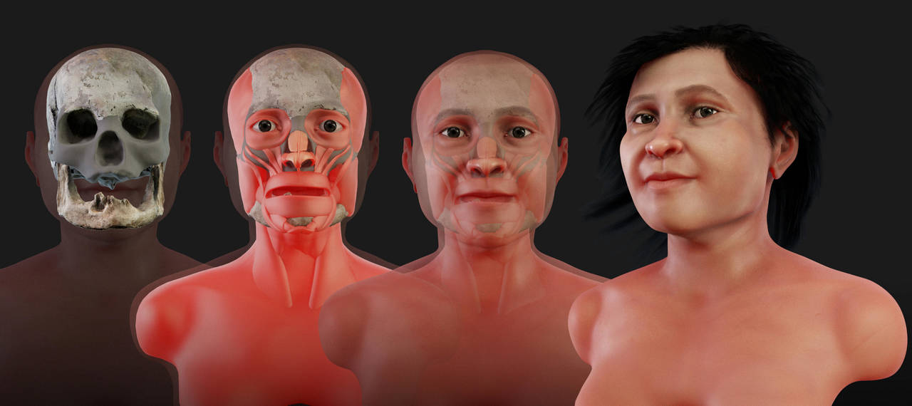 Mujer prehistórica recupera su rostro