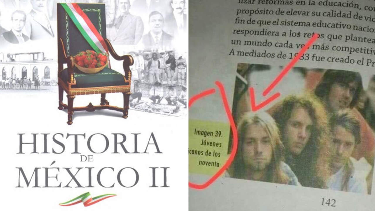 Confunden a Nirvana con jóvenes mexicanos dentro de las páginas del libro titulado Historia de México II. (ESPECIAL)