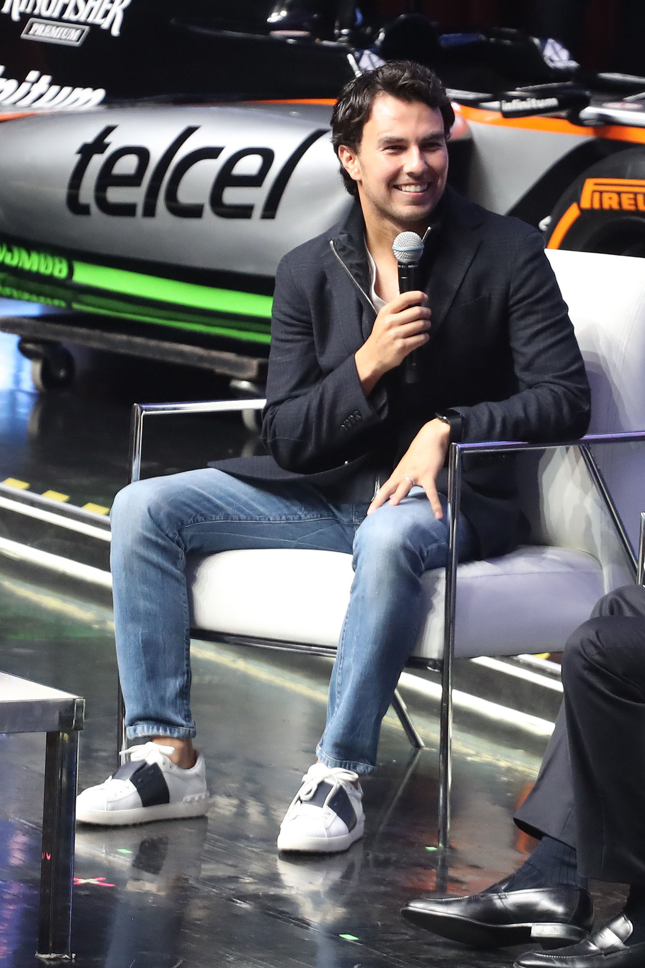 El mexicano Sergio Pérez durante un evento en la Ciudad de México.