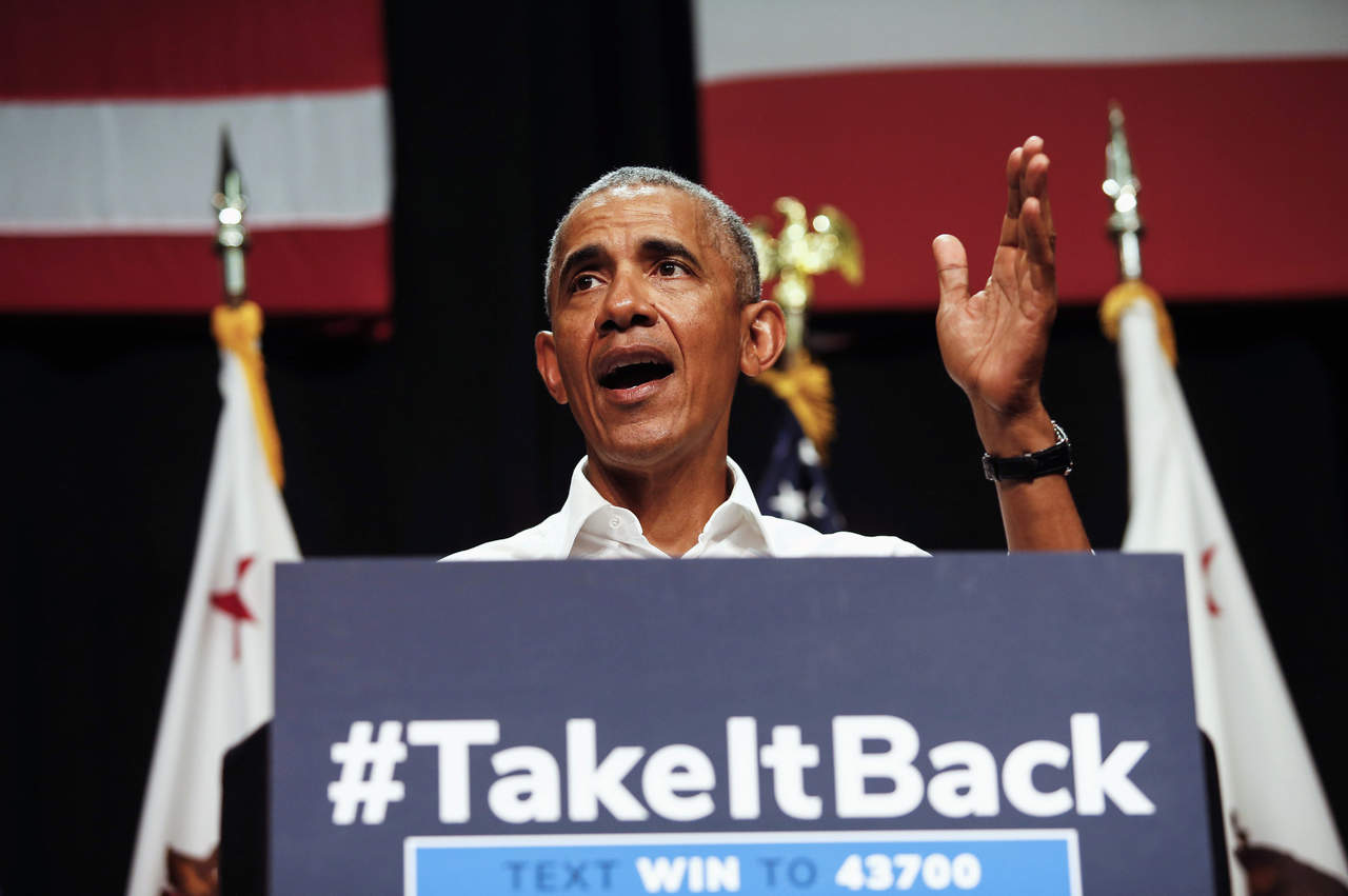 Bajo el mensaje de campaña de los demócratas, 'Tómalo de nuevo' ('#Takeitback'), el expresidente llamó a las bases y a voluntarios para incentivar el voto a fin de que ese partido recupere la mayoría en la Cámara Baja. (AP)