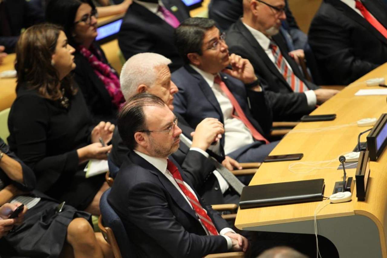 El canciller Luis Videgaray participó en representación de México en el evento convocado por el presidente de Estados, Unidos Donald Trump, y el secretario general de la ONU, António Guterres. (ESPECIAL)
