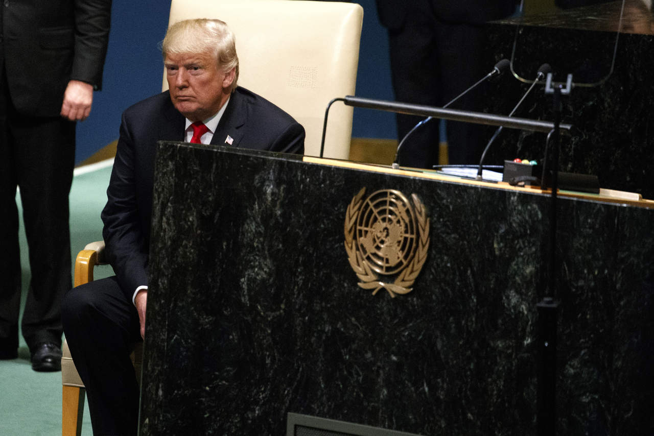 El presidente de Estados Unidos, Donald Trump, hizo ayer un repaso de sus fobias ante la Asamblea General de la Organización de las Naciones Unidas (ONU), en donde atacó a Irán, China y Venezuela, y al multilateralismo y la globalización. (AP)